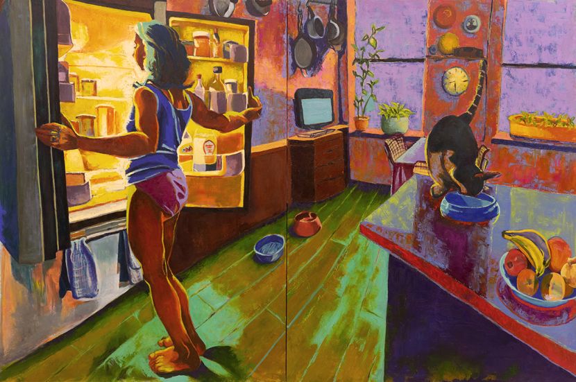 Bored Not Boring. 64 x 96 inches. Oil on Canvasses, Diptych
