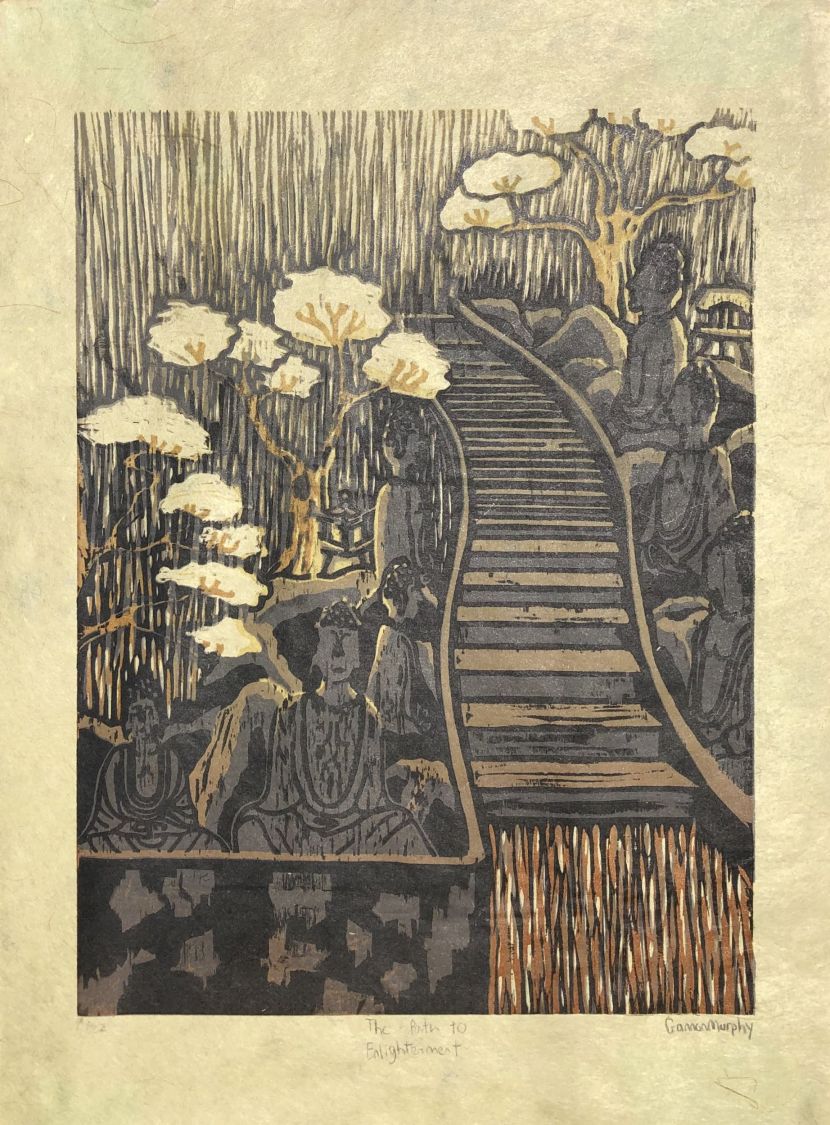 “The Path to Enlightenment” - woodblock color reduction - 2021