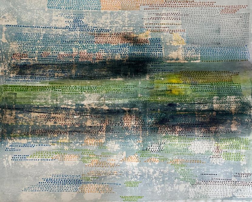 Work title- Layers, where we defeated Acrylic on canvas 2024 Size- 5 feet x 75 inches 
